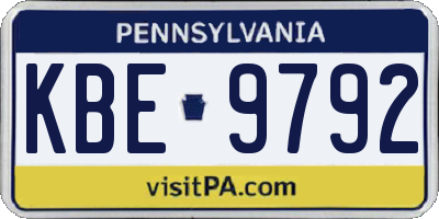 PA license plate KBE9792