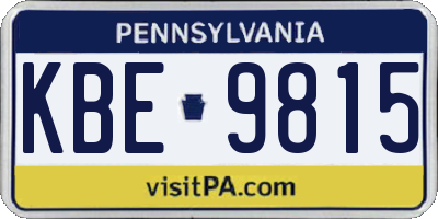 PA license plate KBE9815