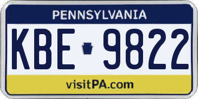 PA license plate KBE9822