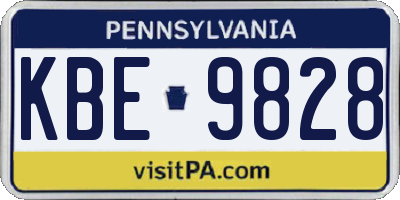 PA license plate KBE9828