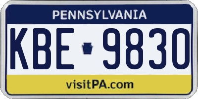 PA license plate KBE9830