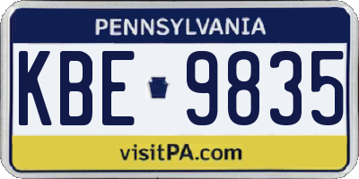 PA license plate KBE9835