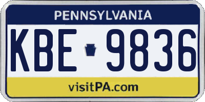 PA license plate KBE9836