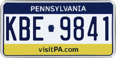 PA license plate KBE9841