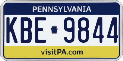 PA license plate KBE9844