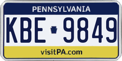 PA license plate KBE9849