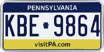 PA license plate KBE9864
