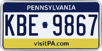 PA license plate KBE9867