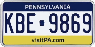 PA license plate KBE9869