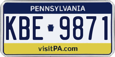 PA license plate KBE9871