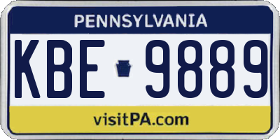 PA license plate KBE9889