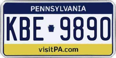 PA license plate KBE9890