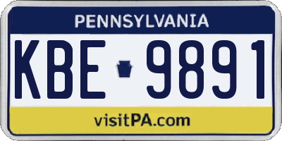 PA license plate KBE9891