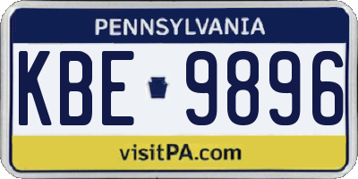 PA license plate KBE9896