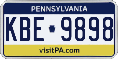 PA license plate KBE9898