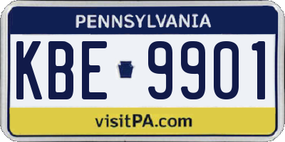 PA license plate KBE9901