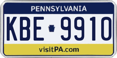 PA license plate KBE9910