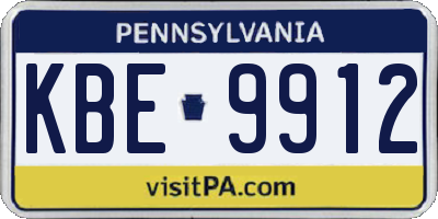 PA license plate KBE9912