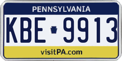 PA license plate KBE9913