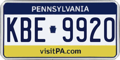 PA license plate KBE9920
