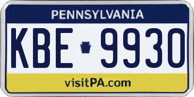 PA license plate KBE9930