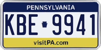PA license plate KBE9941