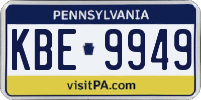 PA license plate KBE9949