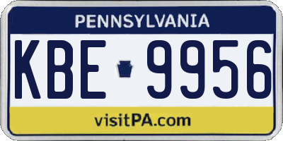 PA license plate KBE9956