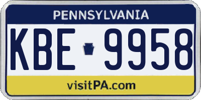 PA license plate KBE9958