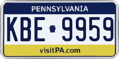 PA license plate KBE9959