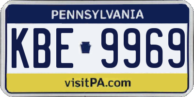 PA license plate KBE9969
