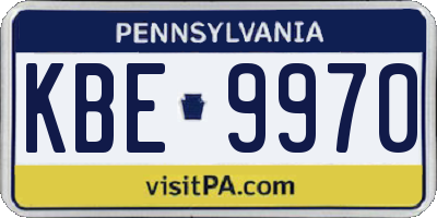 PA license plate KBE9970