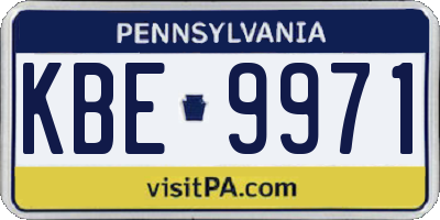 PA license plate KBE9971