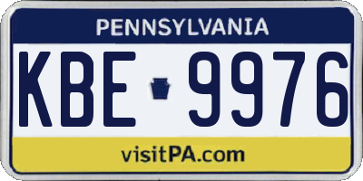 PA license plate KBE9976