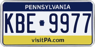 PA license plate KBE9977