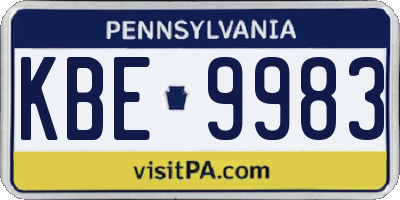 PA license plate KBE9983