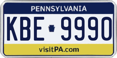 PA license plate KBE9990