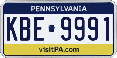 PA license plate KBE9991