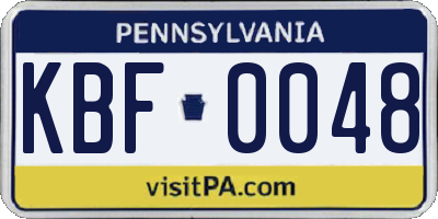 PA license plate KBF0048