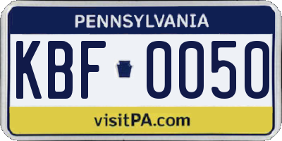 PA license plate KBF0050