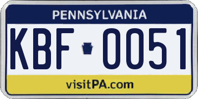 PA license plate KBF0051