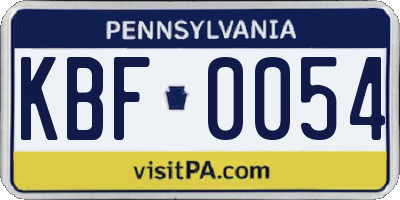 PA license plate KBF0054