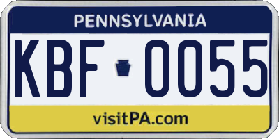 PA license plate KBF0055