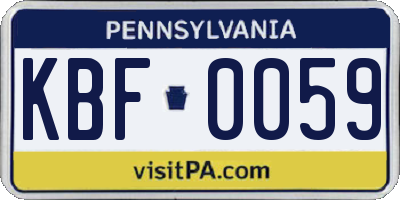 PA license plate KBF0059