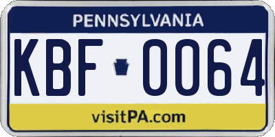 PA license plate KBF0064