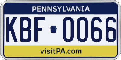 PA license plate KBF0066