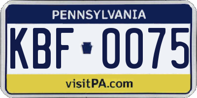 PA license plate KBF0075