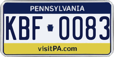 PA license plate KBF0083