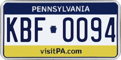 PA license plate KBF0094