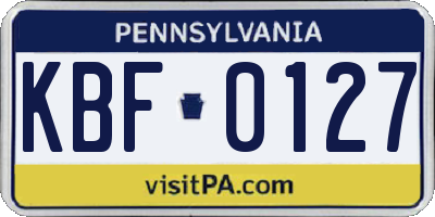 PA license plate KBF0127
